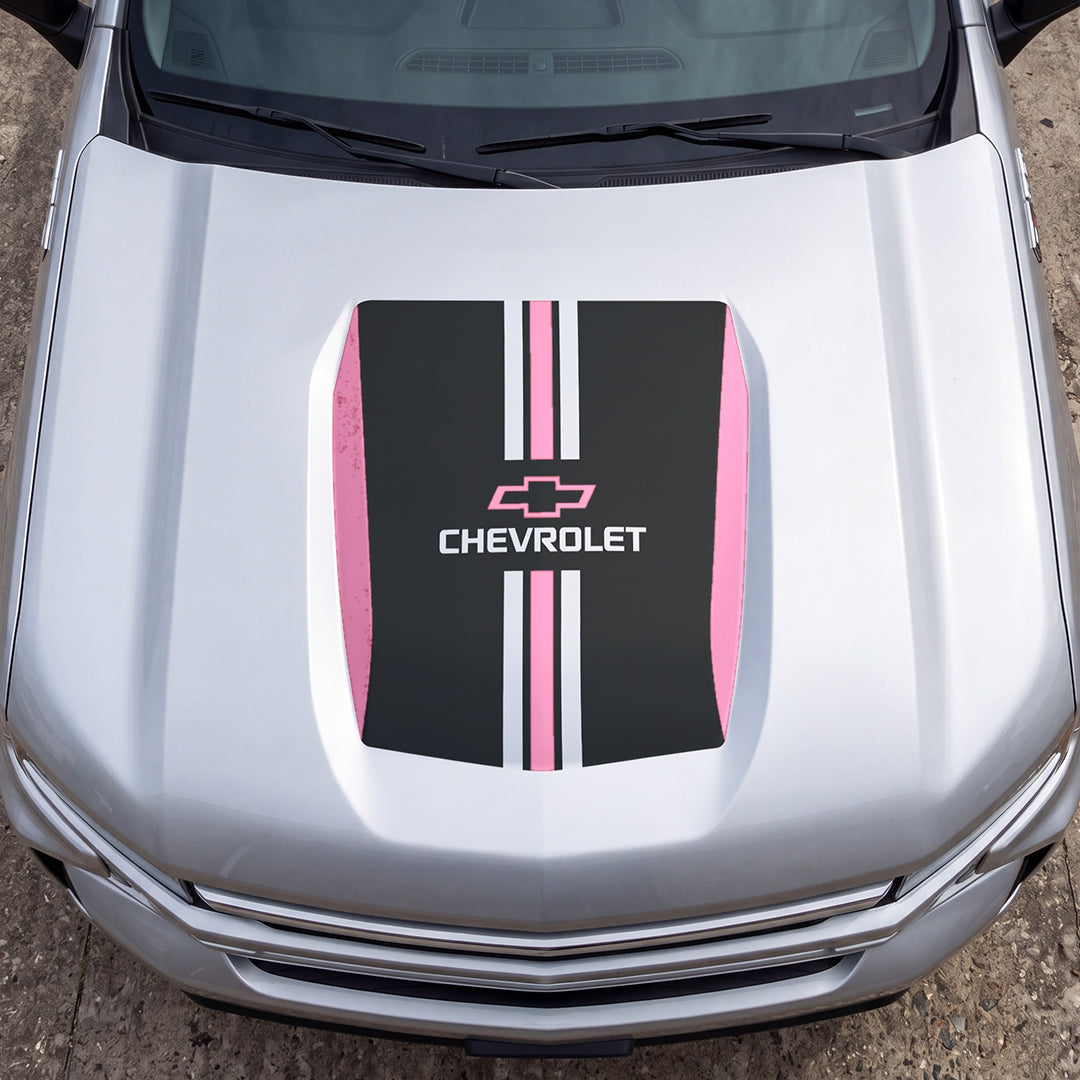Hood Panel Decal/Sticker - Stripes Graphic Decal Graphic Kit - For Chevrolet Silverado 2019-2024 - Premium Vinyl