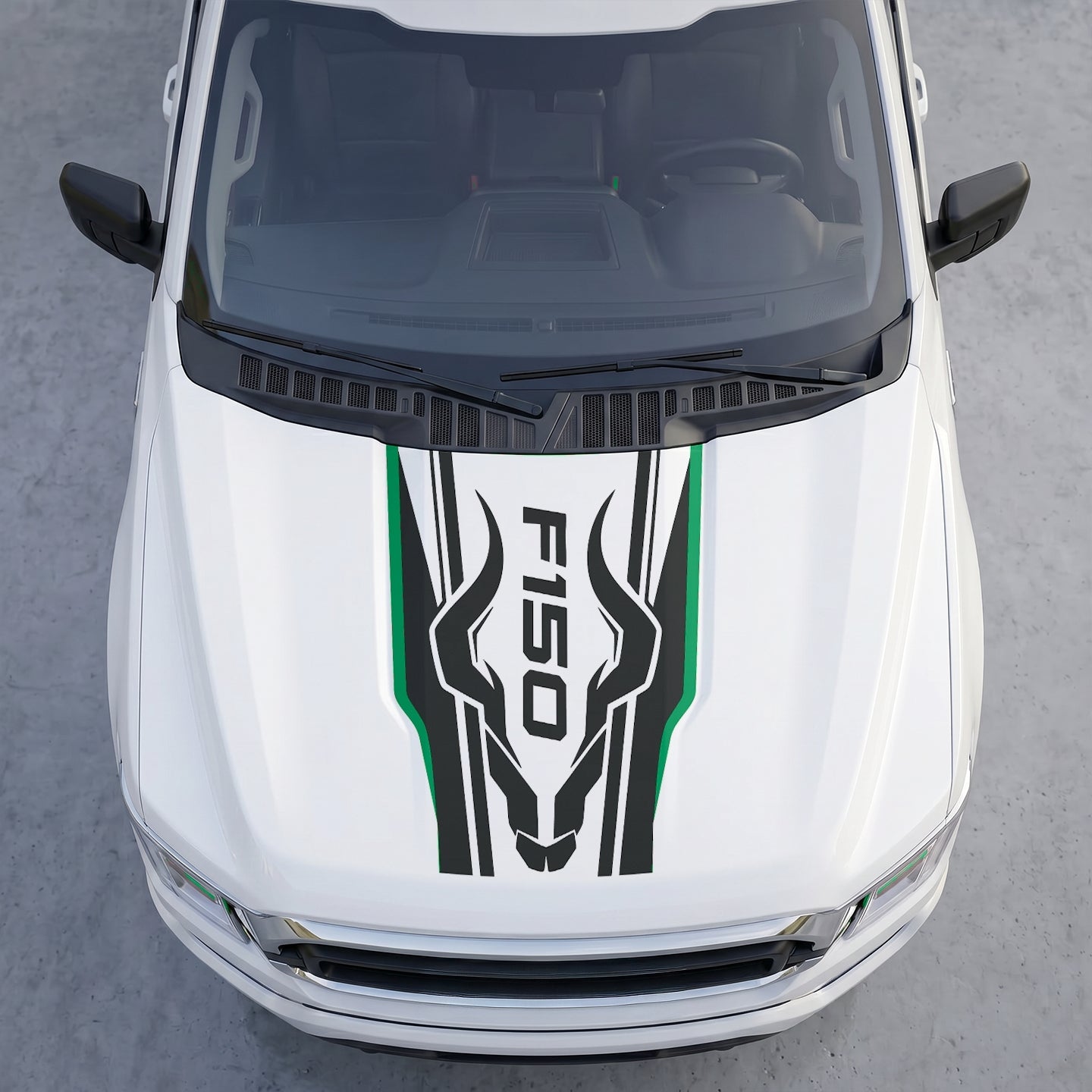 Hood Panel Decal/Sticker - Ram Horns Aggressive Hood Decal – Tribal Longhorn Graphic Vinyl Sticker Graphic Kit - For Ford F-150 F150 2015-2020 - Premium Vinyl