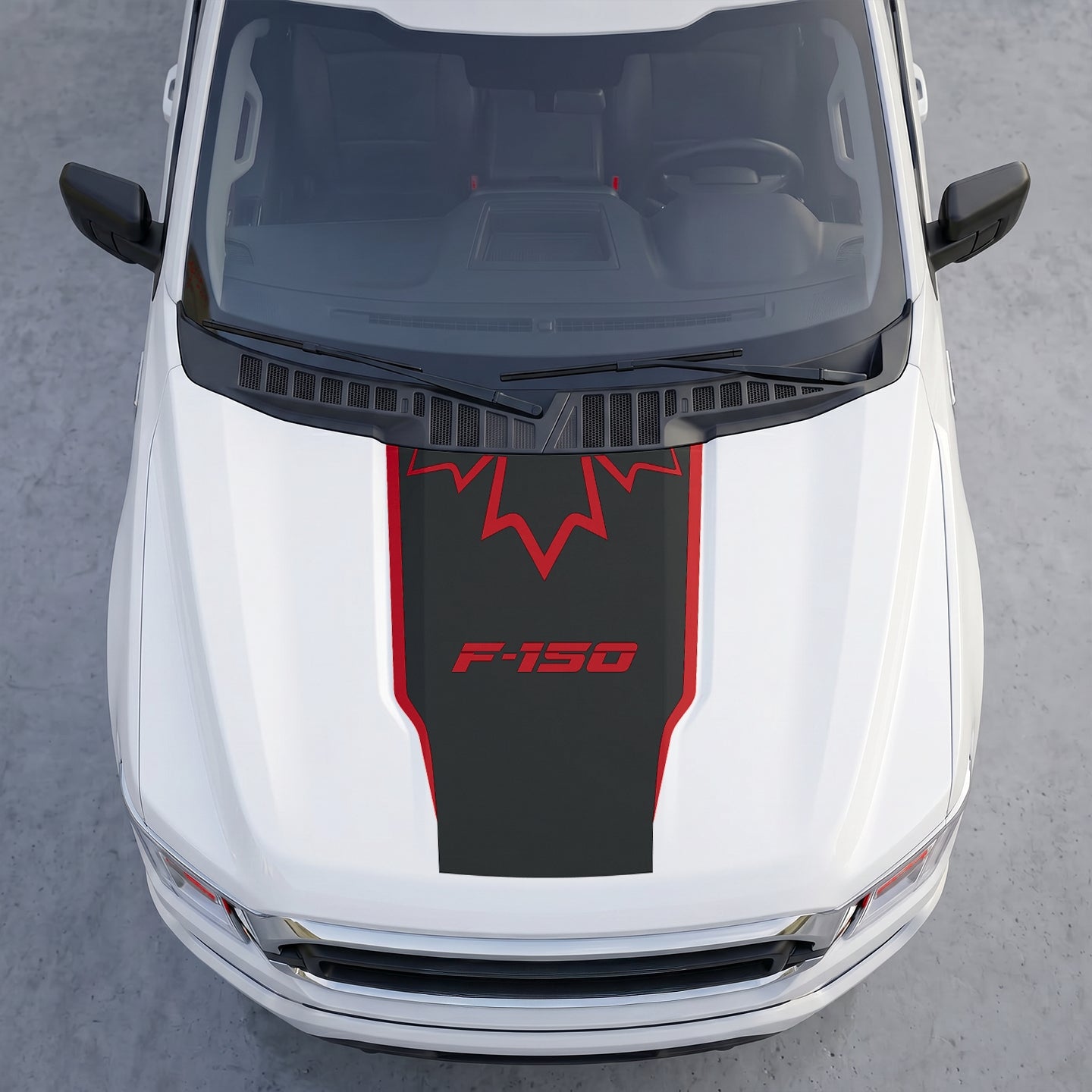 Hood Panel Decal/Sticker - Stealth Maple Leaf Crest Hood Decal – Top-Border Outline Vinyl Wrap Graphic Kit - For Ford F-150 F150 2015-2020 - Premium Vinyl