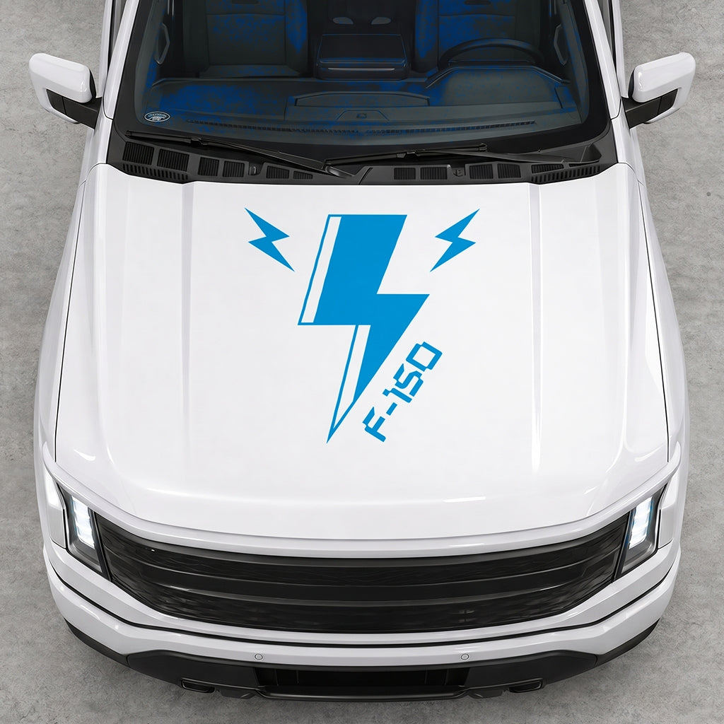 Hood Panel Decal/Sticker - Cut Triple Electric Graphic Decal Graphic Kit - For FORD F-150 2015-2020 - Premium Vinyl