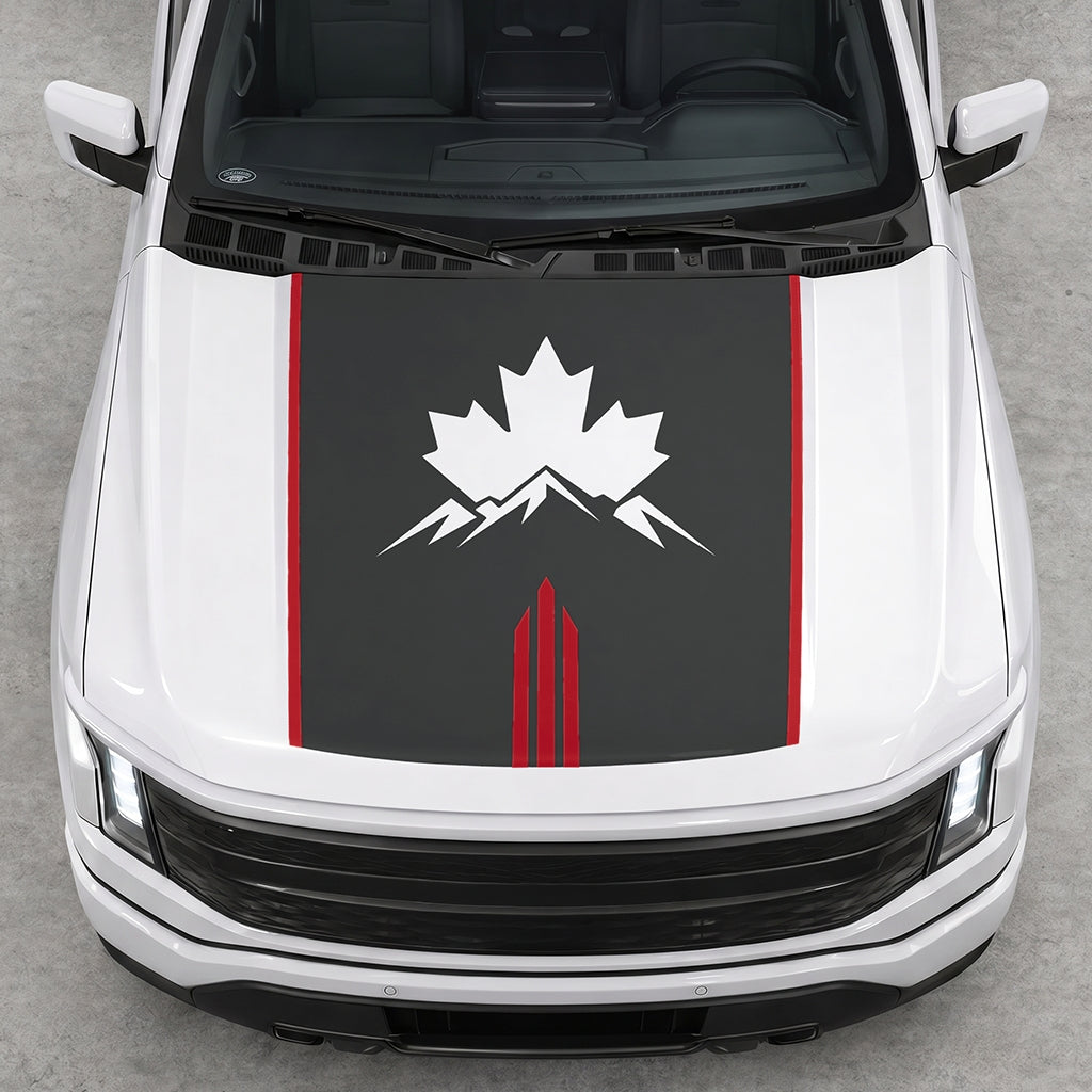 Hood Panel Decal/Sticker - Maple and Mountain Graphic Decal Graphic Kit - For Ford F-150 2015-2020 - Premium Vinyl