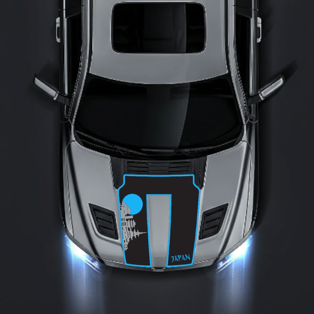 Hood Panel Decal/Sticker - Japan Skyline - Cut - Border Graphic Kit - For Dodge RAM 1500 2019-2025 - Premium Vinyl