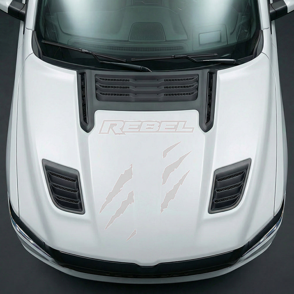 Hood Panel Decal/Sticker - Fierce REBEL Monster Slash - Cut Graphic Kit - For Dodge Ram 2019-2025 - Premium Vinyl