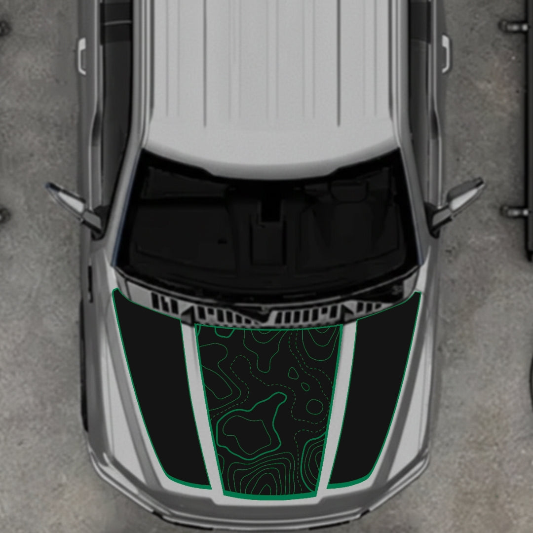 Hood Panel Decal/Sticker - Style 1 - Border Graphic Kit - For Ford F-150 2020-2026 - Premium Vinyl