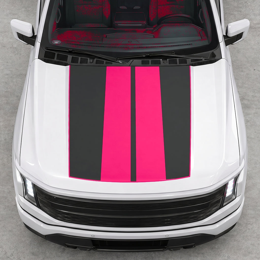Hood Panel Decal/Sticker - Double Stripes Graphic Decal Graphic Kit - For FORD F-150 2015-2020 - Premium Vinyl