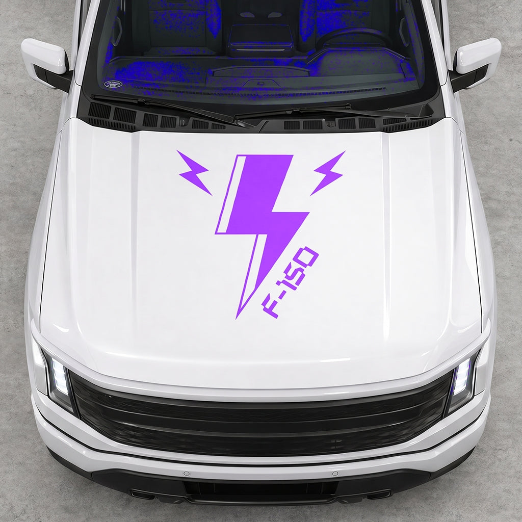 Hood Panel Decal/Sticker - Cut Triple Electric Graphic Decal Graphic Kit - For FORD F-150 2015-2020 - Premium Vinyl