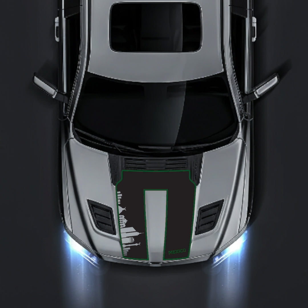 Hood Panel Decal/Sticker - Mexico Skyline - Cut - Border Graphic Kit - For Dodge RAM 1500 2019-2025 - Premium Vinyl