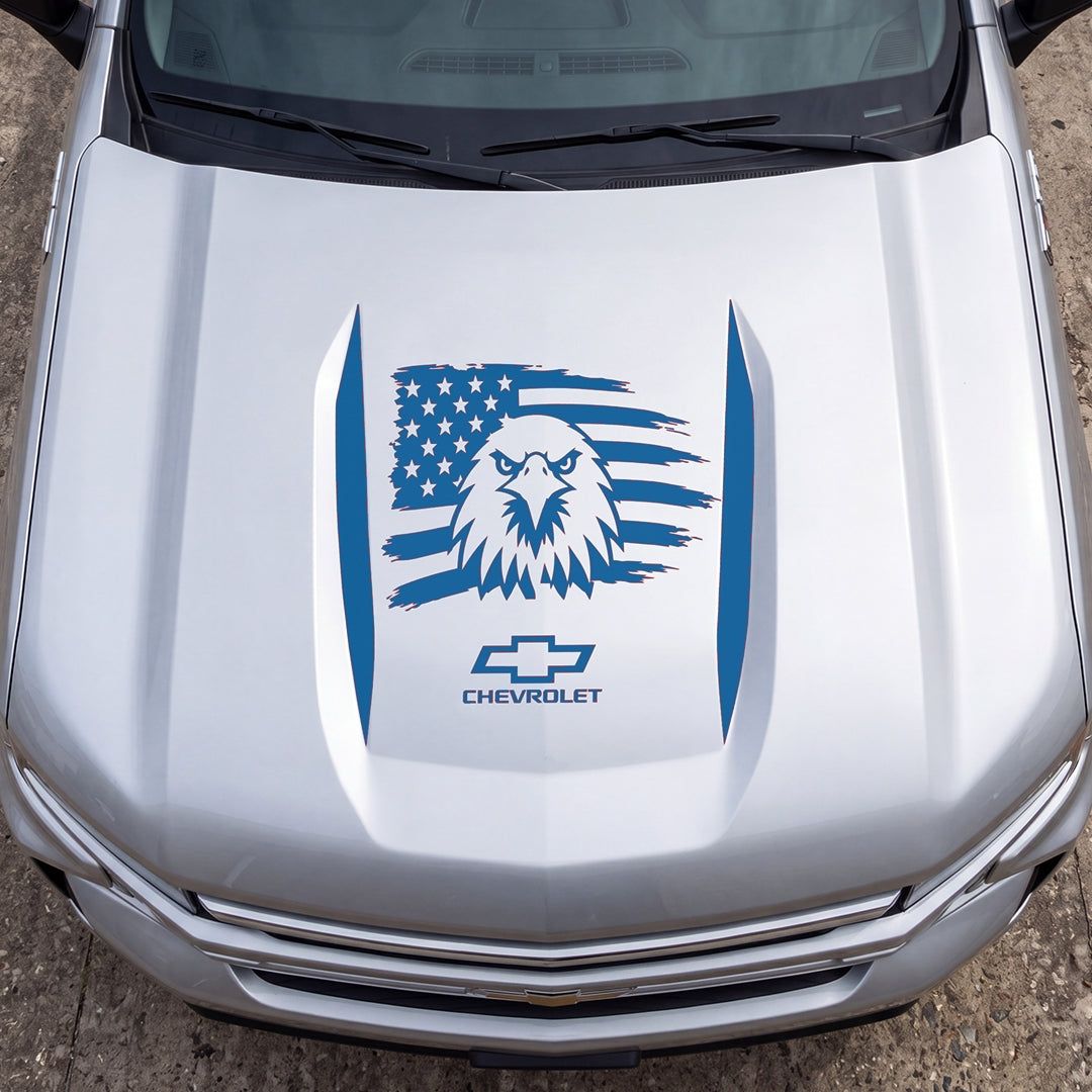 Hood Panel Decal/Sticker - American Facing Eagle Graphic Decal Graphic Kit - For Chevrolet Silverado 2019-2024 - Premium Vinyl