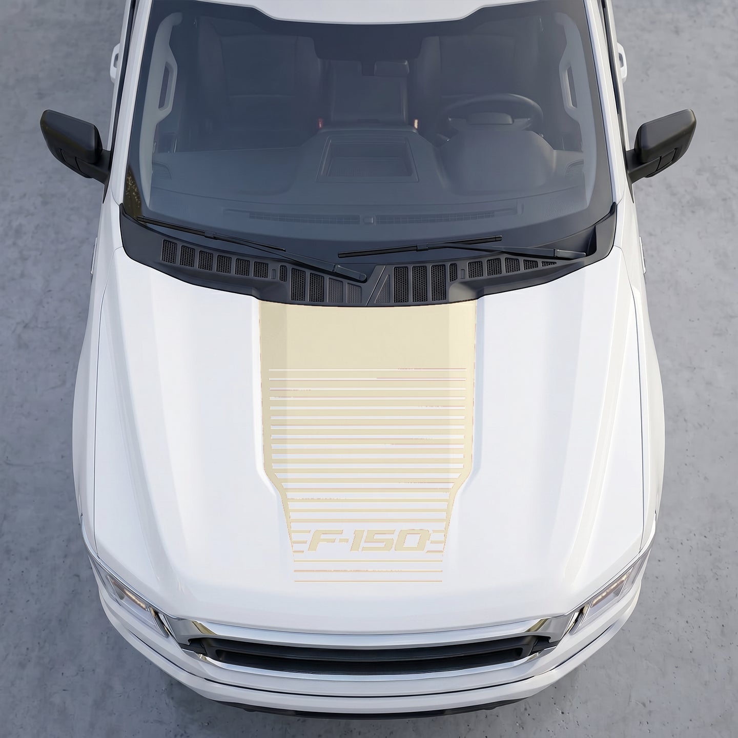 Hood Panel Decal/Sticker - Speedline Fade Hood Decal Wrap – Solid Center Shield with Horizontal Louver Stripe Grille Graphic Kit - For Ford F-150 F150 2015-2020 - Premium Vinyl