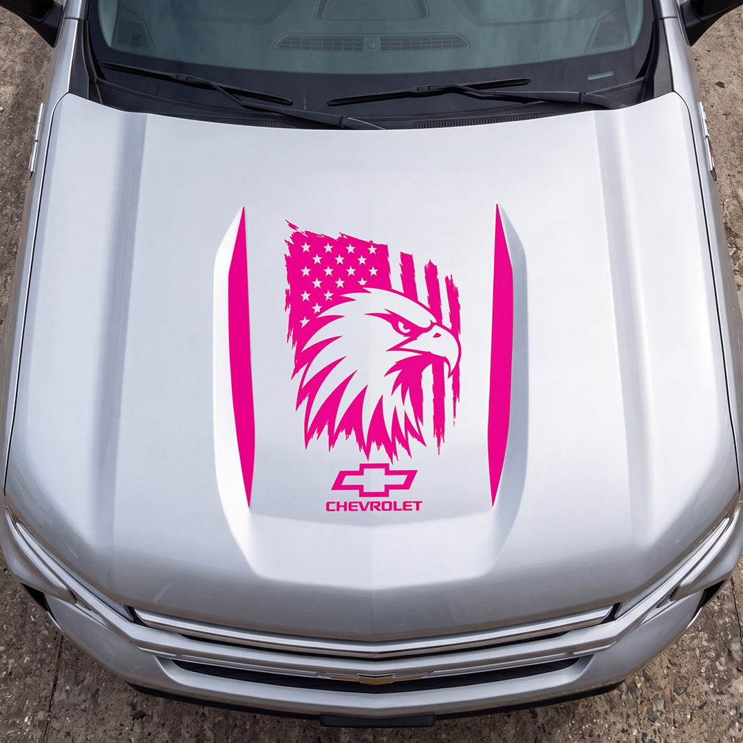 Hood Panel Decal/Sticker - American Eagle Head Graphic Decal Graphic Kit - For Chevrolet Silverado 2019-2024 - Premium Vinyl