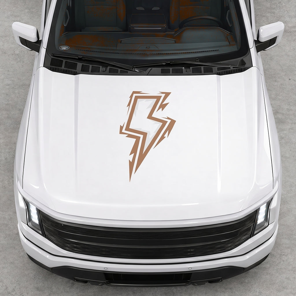 Hood Panel Decal/Sticker - Cut Bordered Electric Graphic Decal Graphic Kit - For FORD F-150 2015-2020 - Premium Vinyl