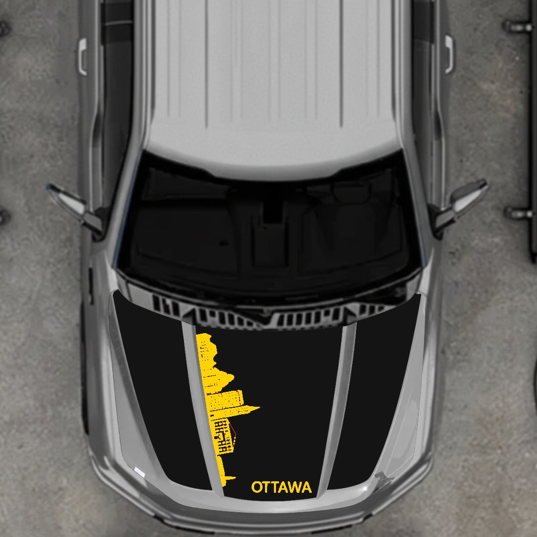 Hood Panel Decal/Sticker - Ottawa Skyline Graphic Kit - For Ford F-150 2020-2026 - Premium Vinyl