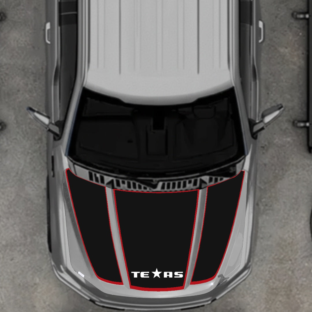 Hood Panel Decal/Sticker - Texas - Cut - Border Graphic Kit - For Ford F-150 2020-2026 - Premium Vinyl