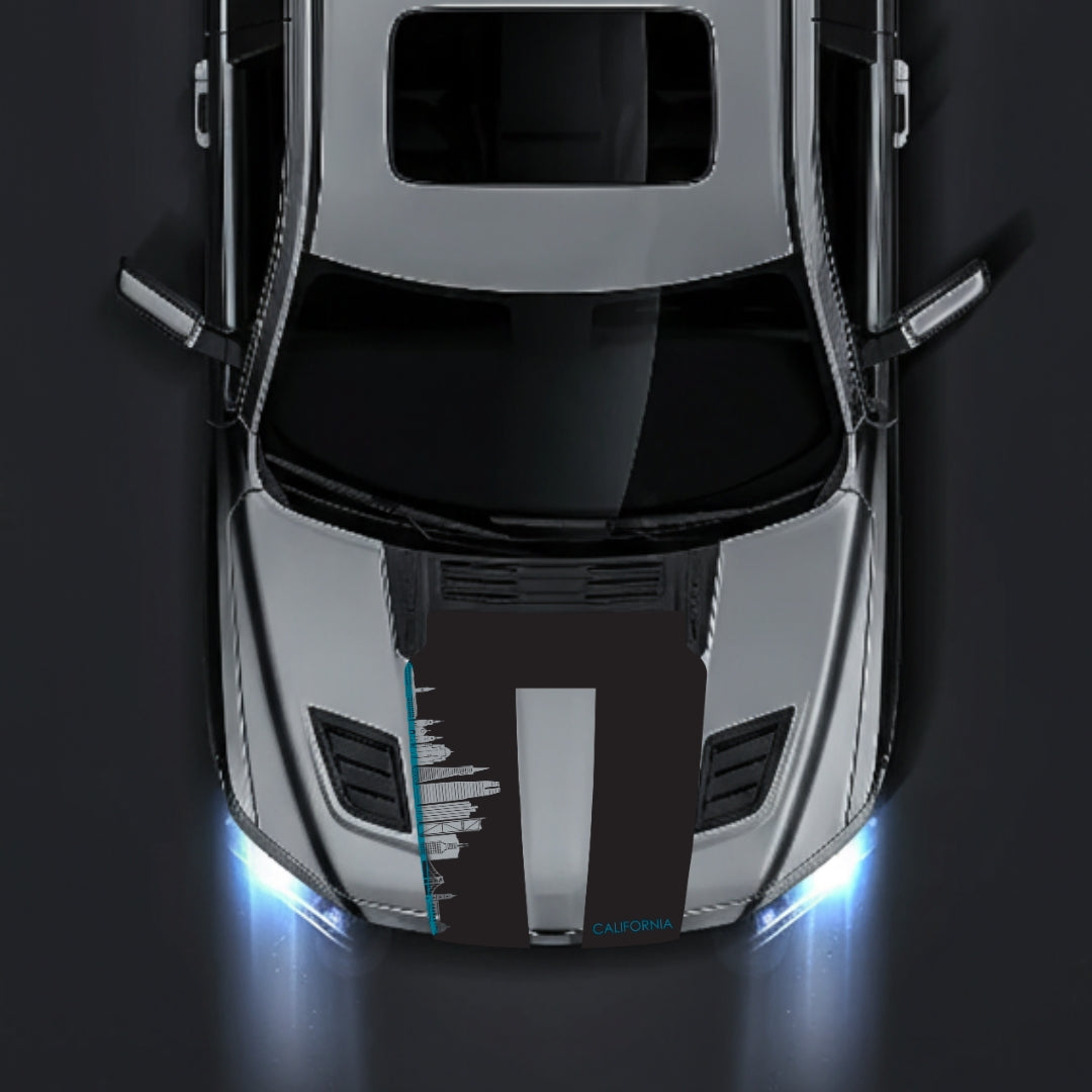 Performance Hood Panel Decal/Sticker - California Skyline - Cut - Border Graphic Kit - For Dodge RAM 1500 2019-2025 - Premium Vinyl