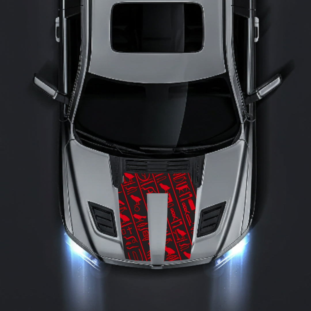 Performance Hood Panel Decal/Sticker - Egyptian Hieroglyphs Graphic Kit - For Dodge RAM 1500 2019-2025 - Premium Vinyl