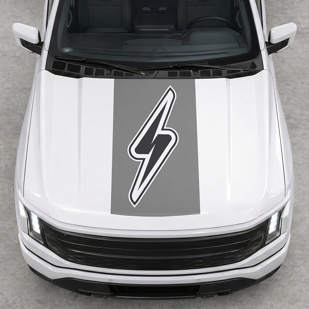 Hood Panel Decal/Sticker - Electric Solid Cut Graphic Decal Graphic Kit - For FORD F-150 2015-2020 - Premium Vinyl