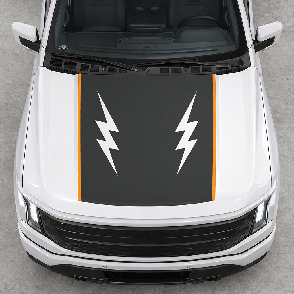 Hood Panel Decal/Sticker - Twin Electric Waves Graphic Decal Graphic Kit - For Ford F-150 2015-2020 - Premium Vinyl