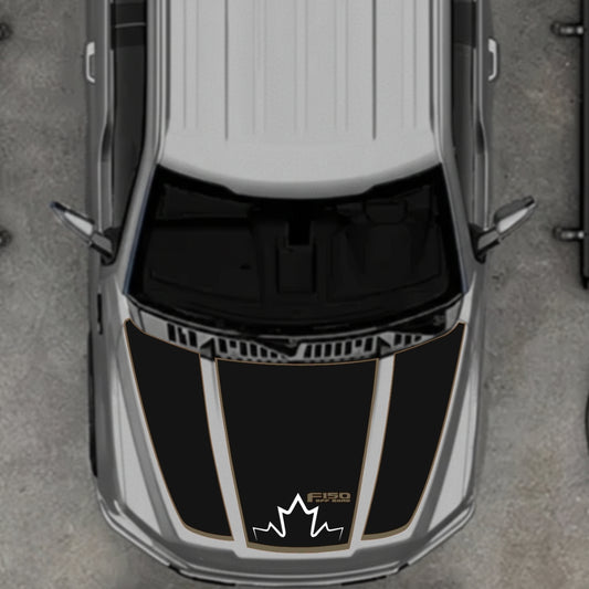 Hood Panel Decal/Sticker - Canada Style 1 - Cut - Border Graphic Kit - For Ford F-150 2020-2026 - Premium Vinyl