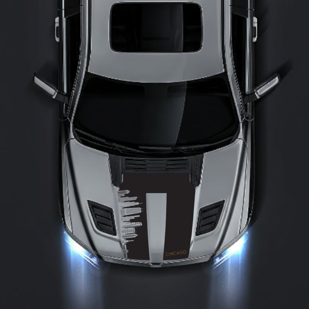 Performance Hood Panel Decal/Sticker - Chicago Skyline - Cut Graphic Kit - For Dodge RAM 1500 2019-2025 - Premium Vinyl