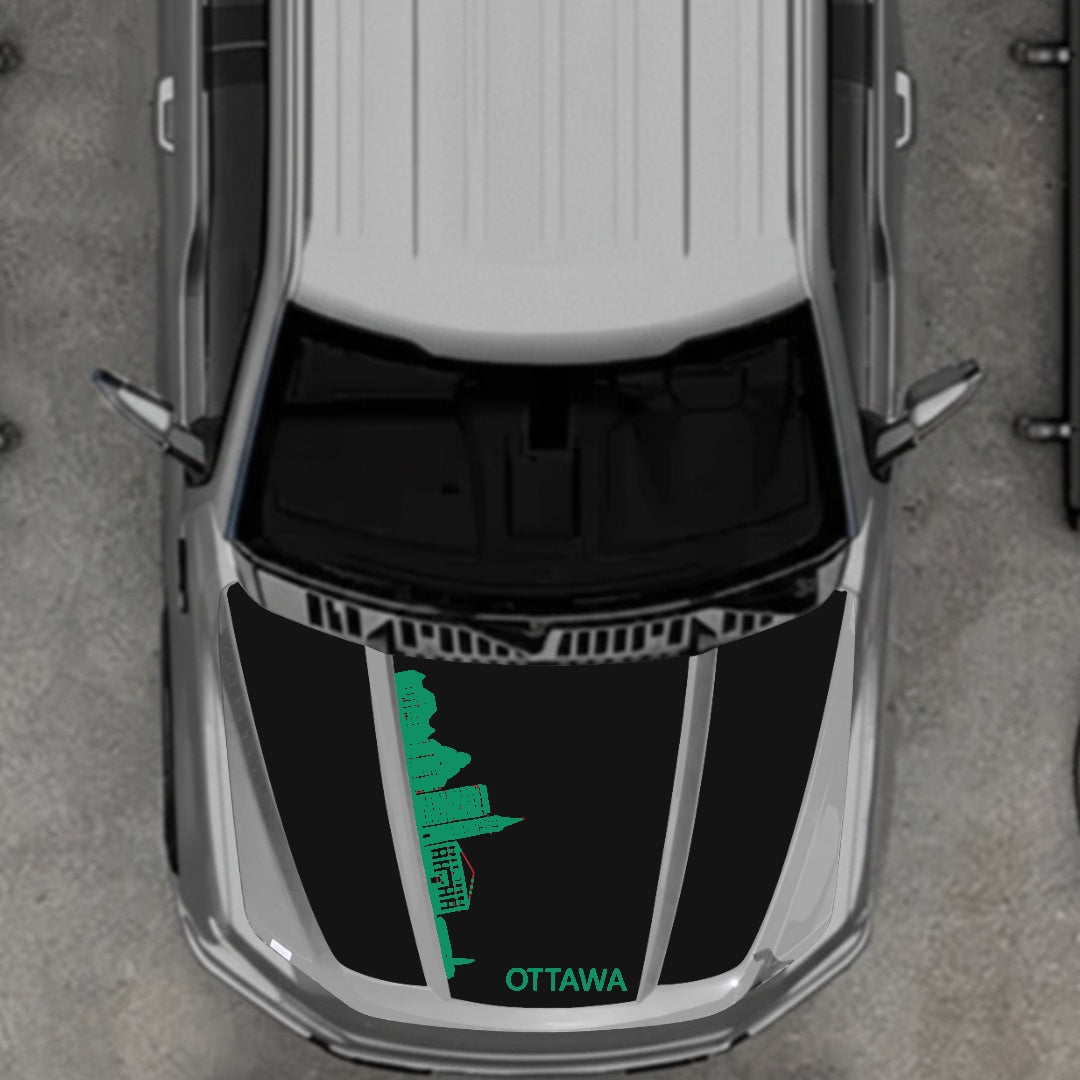 Hood Panel Decal/Sticker - Ottawa Skyline Graphic Kit - For Ford F-150 2020-2026 - Premium Vinyl