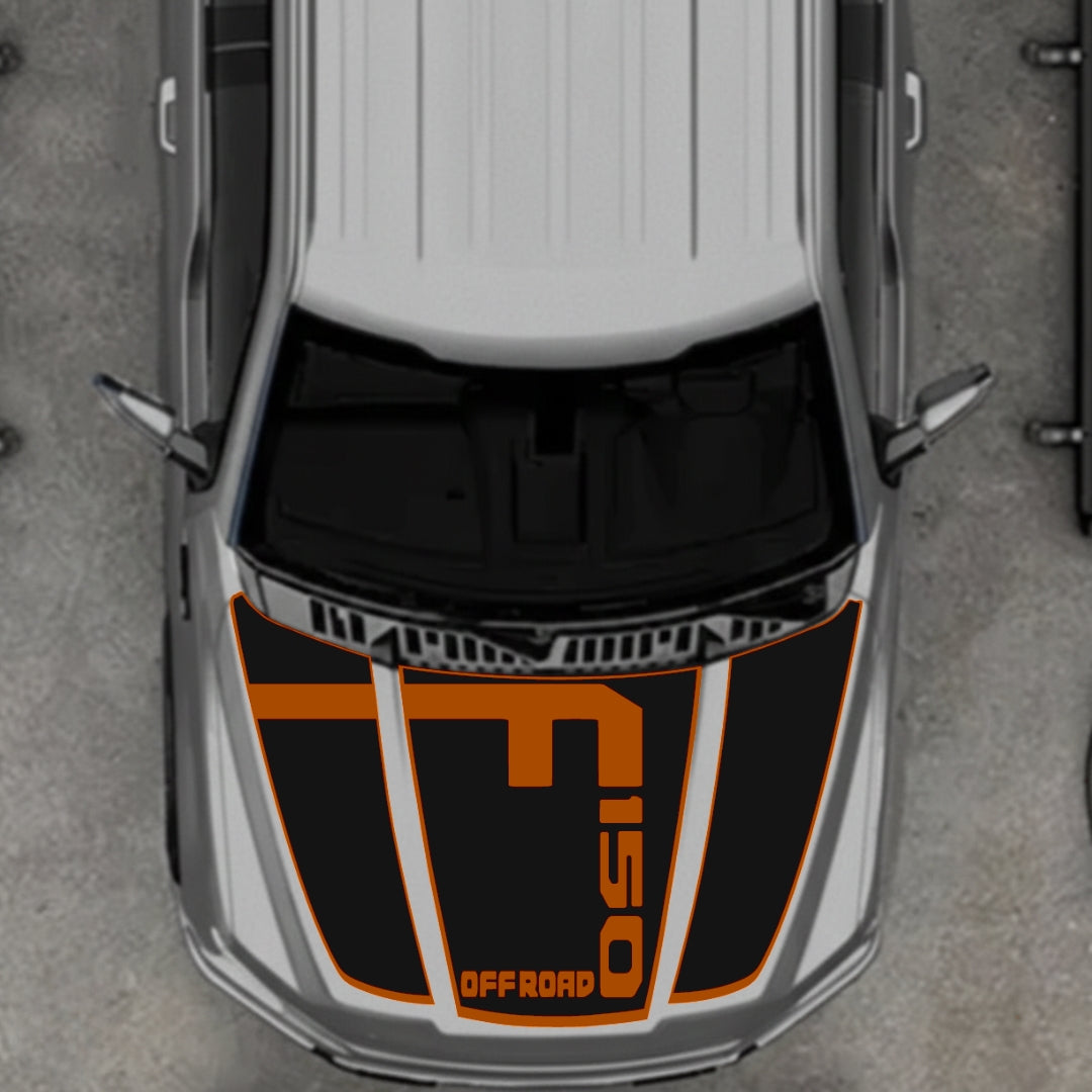 Hood Panel Decal/Sticker - Style 5 - Border Graphic Kit - For Ford F-150 2020-2026 - Premium Vinyl