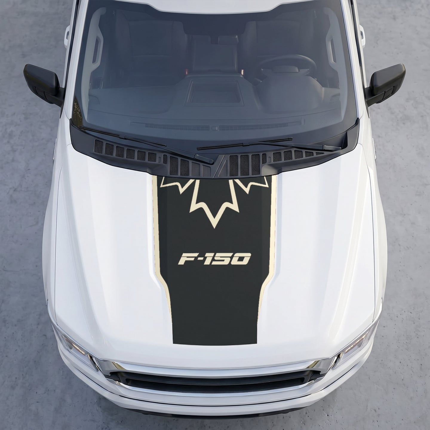 Hood Panel Decal/Sticker - Stealth Maple Leaf Crest Hood Decal – Top-Border Outline Vinyl Wrap Graphic Kit - For Ford F-150 F150 2015-2020 - Premium Vinyl