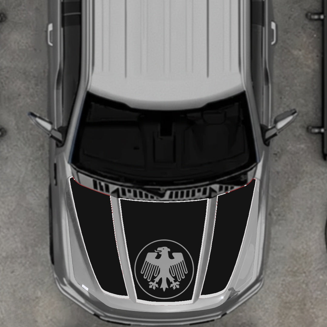 Hood Panel Decal/Sticker - Germany Logo - Cut - Border Graphic Kit - For Ford F-150 2020-2026 - Premium Vinyl