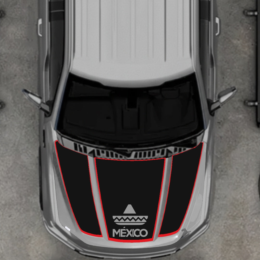 Hood Panel Decal/Sticker - Mexico - Cut - border Graphic Kit - For Ford F-150 2020-2026 - Premium Vinyl