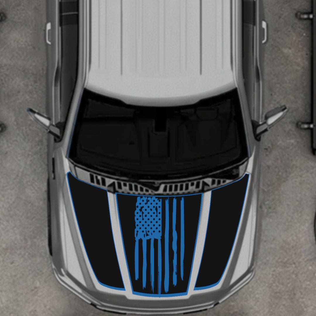 Hood Panel Decal/Sticker - USA Style 1 - Border Graphic Kit - For Ford F-150 2020-2026 - Premium Vinyl