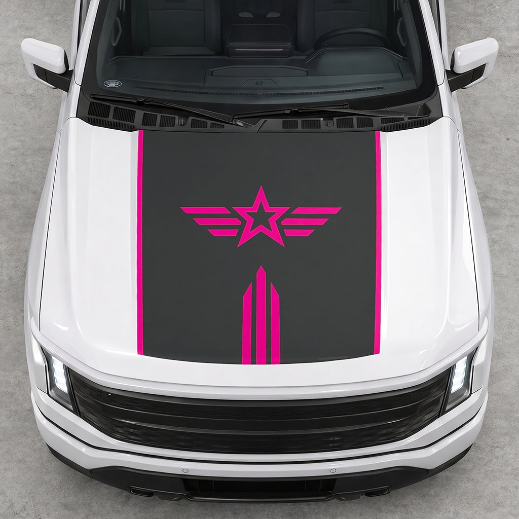 Hood Panel Decal/Sticker - Winged Star Graphic Decal Graphic Kit - For Ford F-150 2015-2020 - Premium Vinyl