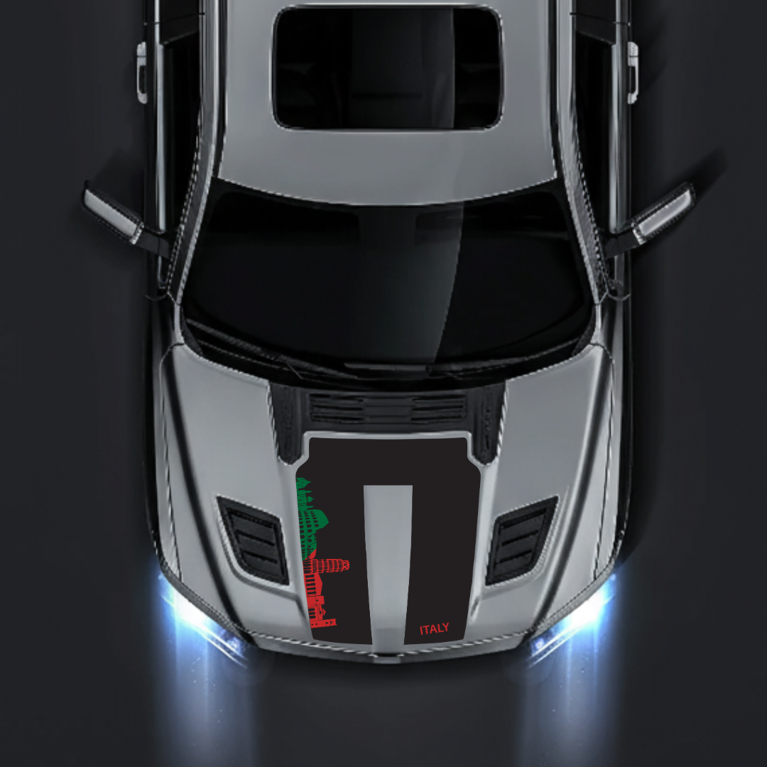 Performance Hood Panel Decal/Sticker - Italy Skyline Graphic Kit - For Dodge RAM 1500 2019-2025 - Premium Vinyl