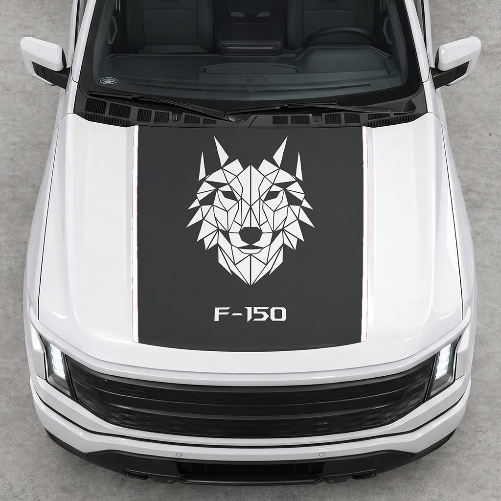 Hood Panel Decal/Sticker - Wolf Head Graphic Decal Graphic Kit - For Ford F-150 2015-2020 - Premium Vinyl