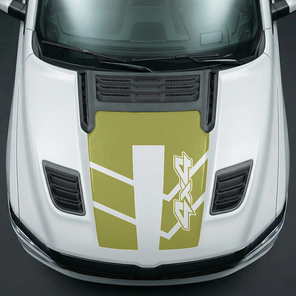 Hood Panel Decal/Sticker - Bold 4x4 Geometric Chevron Graphic Kit - For Dodge Ram 2019-2025 - Premium Vinyl