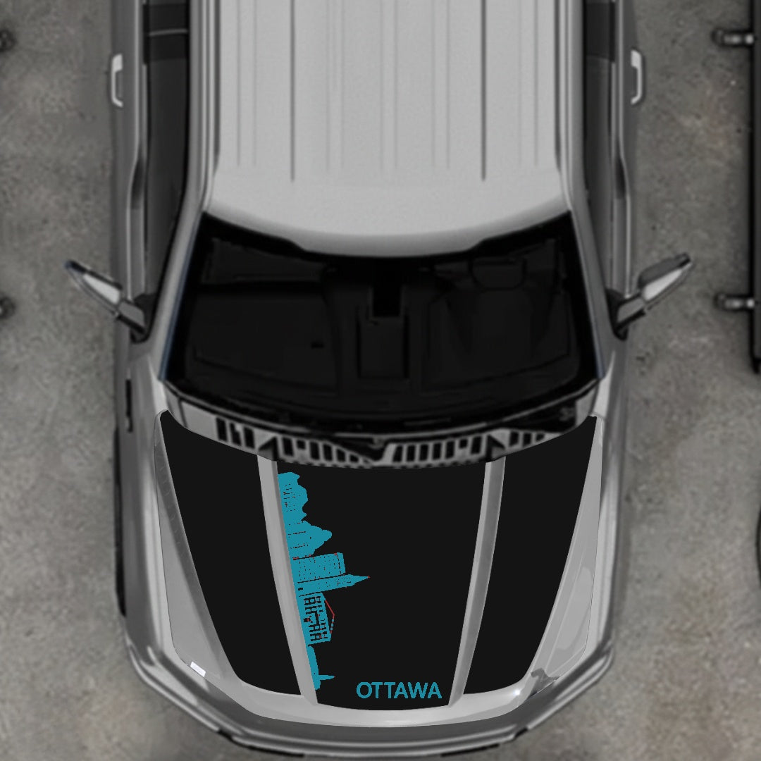 Hood Panel Decal/Sticker - Ottawa Skyline Graphic Kit - For Ford F-150 2020-2026 - Premium Vinyl