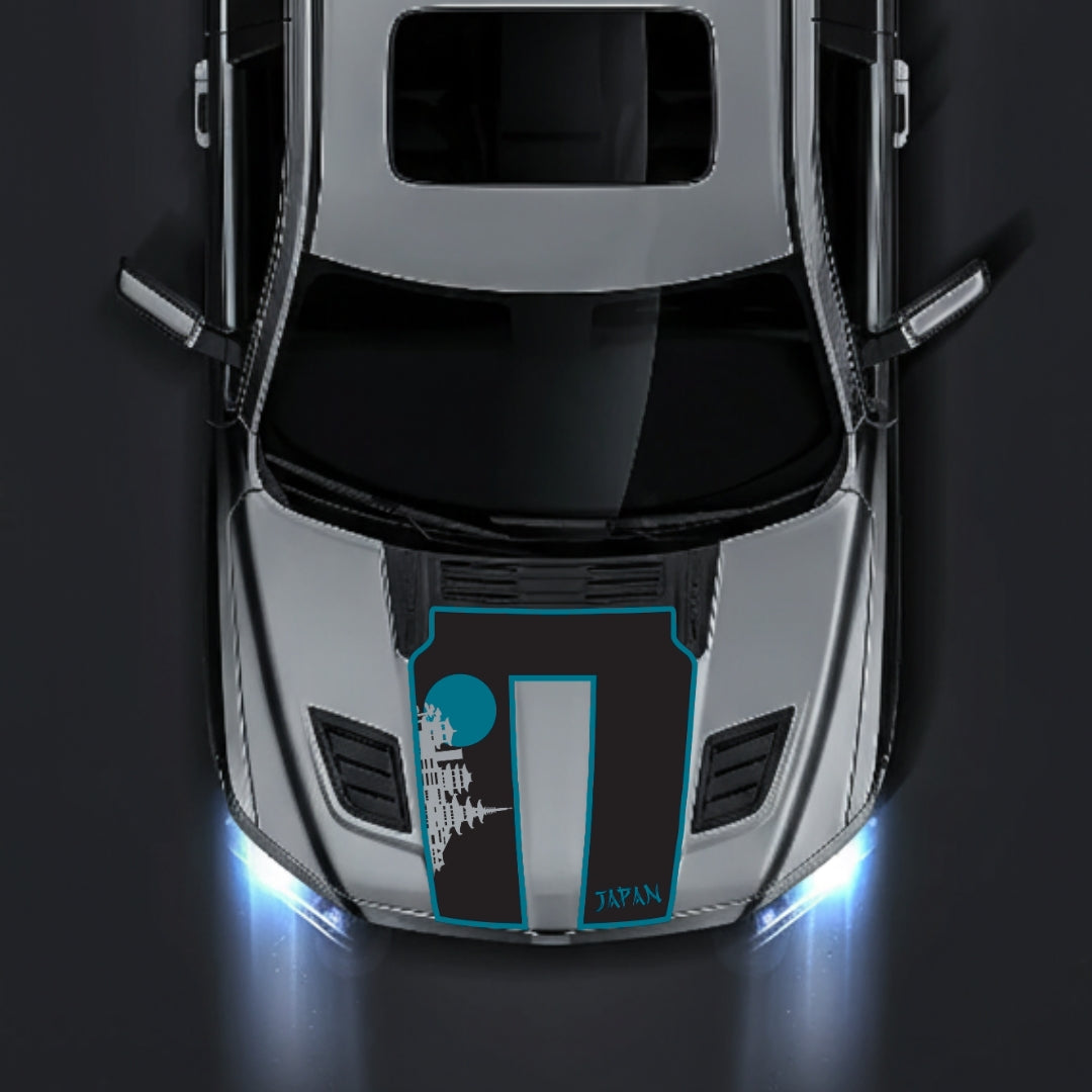 Performance Hood Panel Decal/Sticker - Japan Skyline - Cut - Border Graphic Kit - For Dodge RAM 1500 2019-2025 - Premium Vinyl