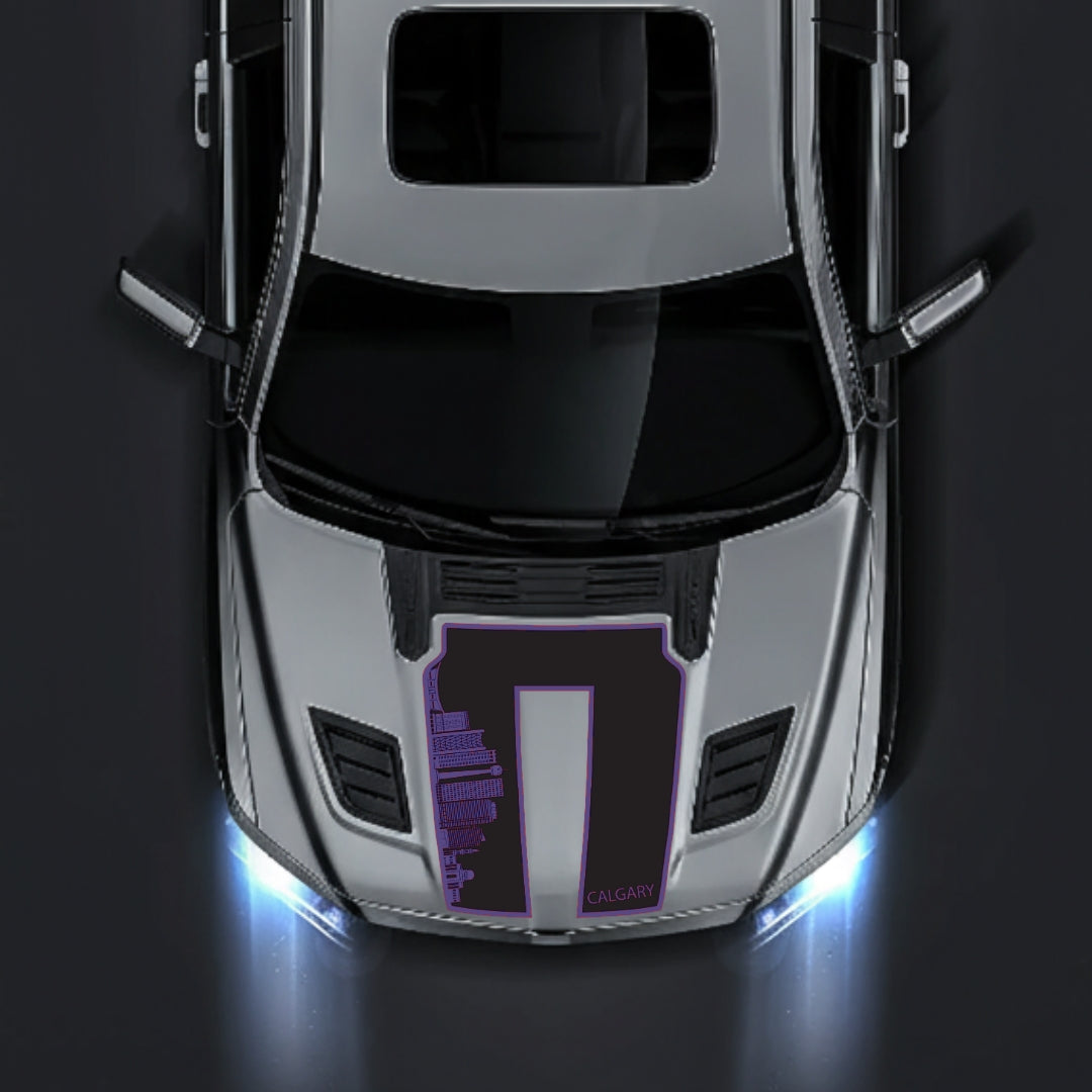 Hood Panel Decal/Sticker - Calgary Skyline - Border Graphic Kit - For Dodge RAM 1500 2019-2025 - Premium Vinyl