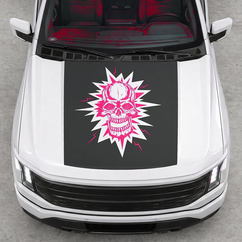 Hood Panel Decal/Sticker - Electric Skull Graphic Decal Graphic Kit - For FORD F-150 2015-2020 - Premium Vinyl