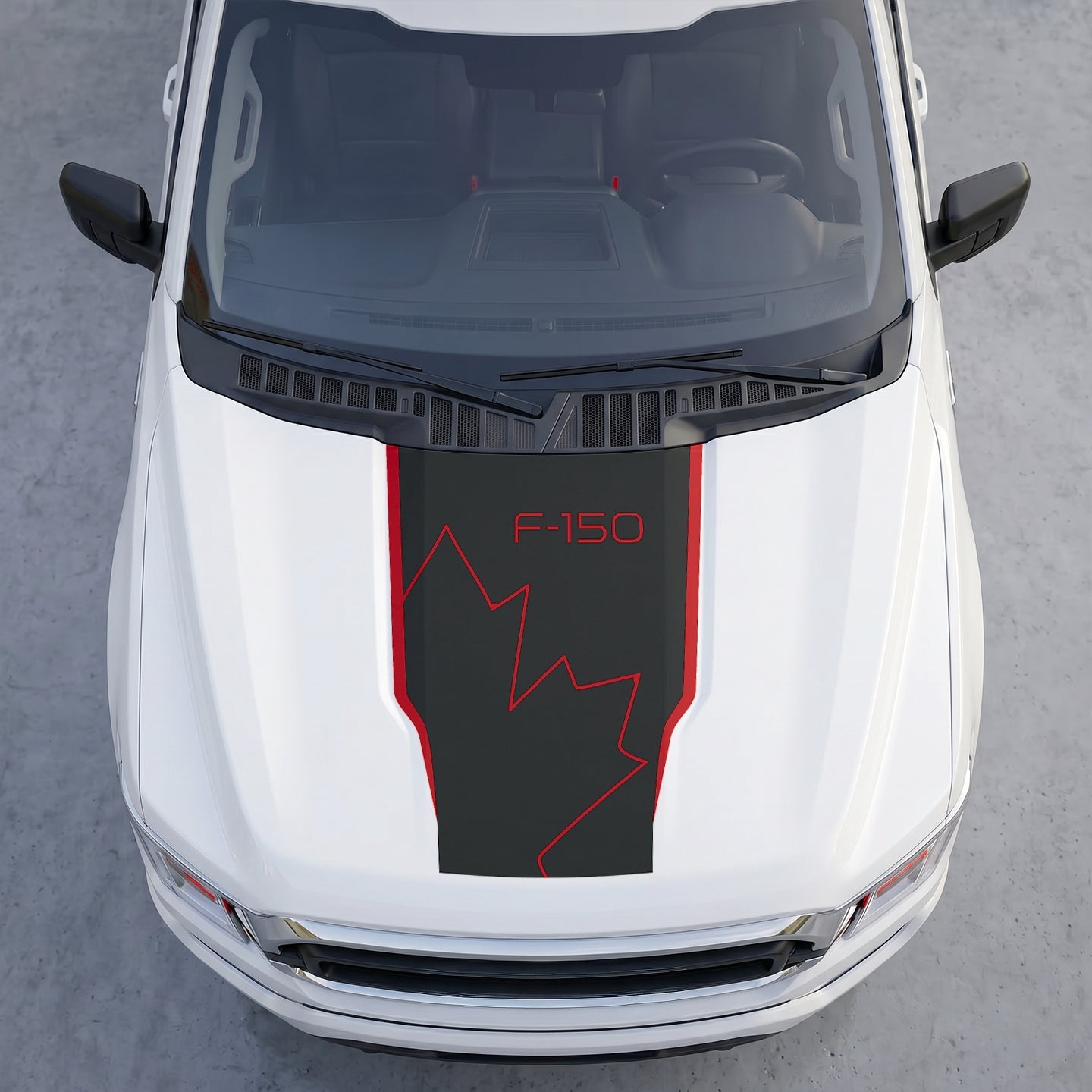 Hood Panel Decal/Sticker - Distressed Maple Leaf Hood Decal – Minimalist Line Canada Flag Graphic Graphic Kit - For Ford F-150 F150 2015-2020 - Premium Vinyl
