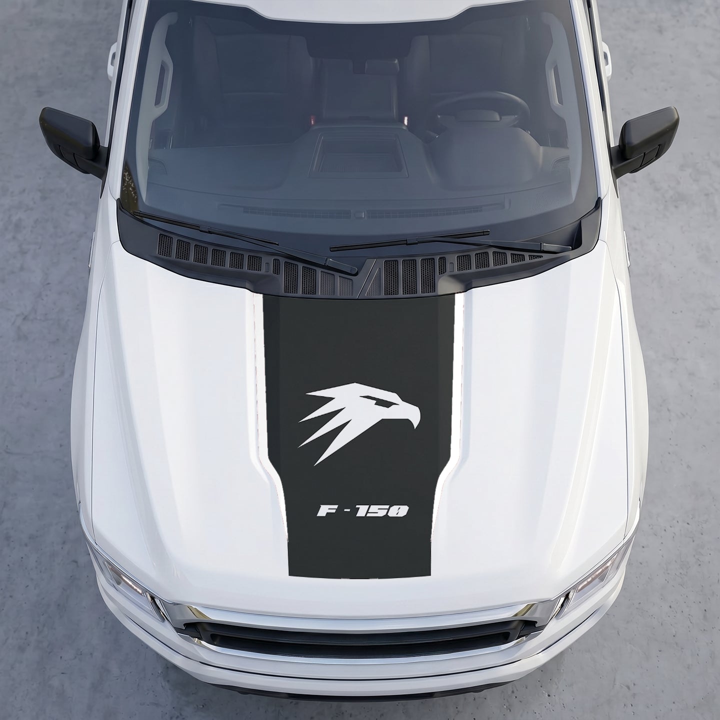 Hood Panel Decal/Sticker - Tactical Eagle Head Hood Decal – Minimalist Geometric Hawk Vinyl Sticker Graphic Kit - For Ford F-150 F150 2015-2020 - Premium Vinyl