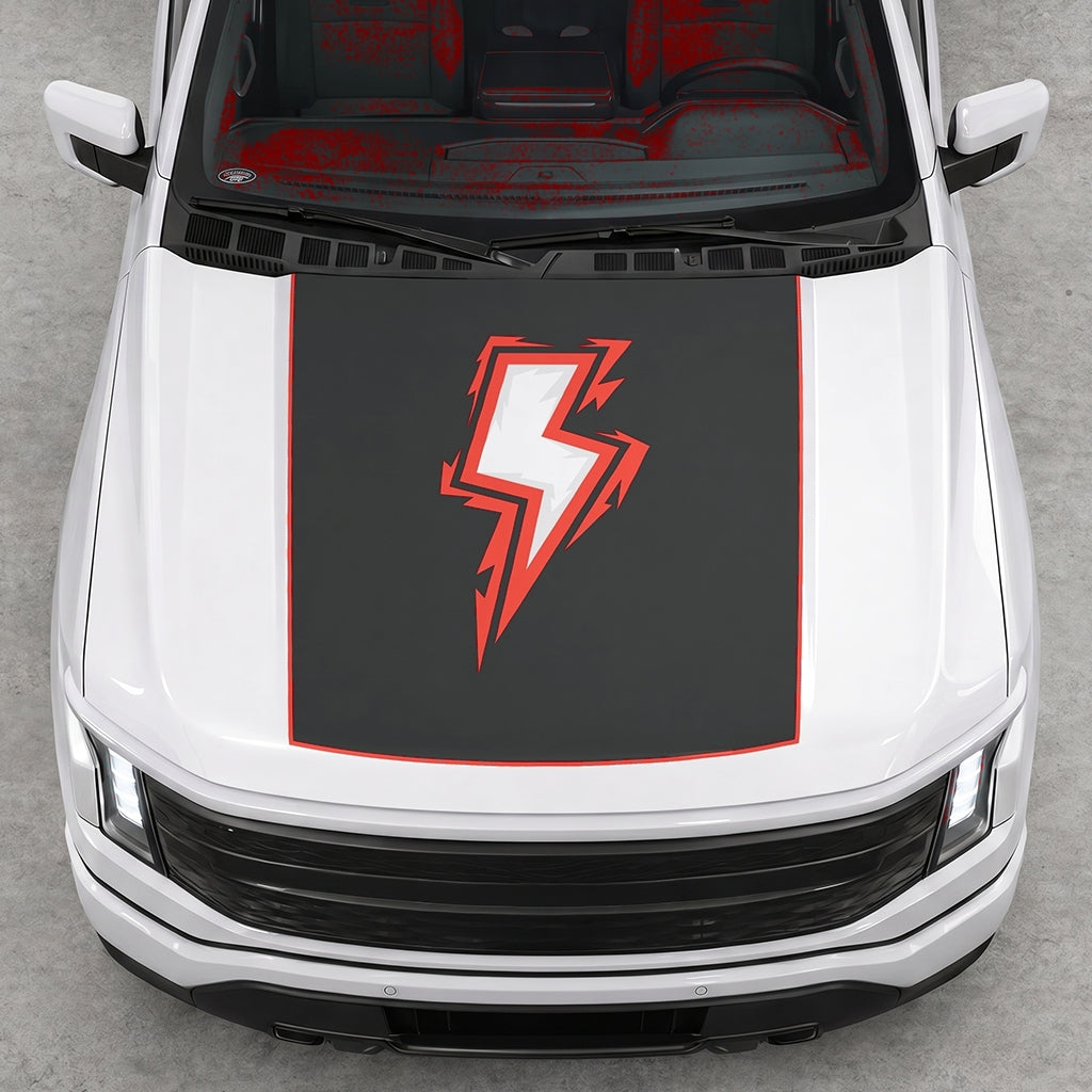 Hood Panel Decal/Sticker - Bordered Electric Graphic Decal Graphic Kit - For FORD F-150 2015-2020 - Premium Vinyl