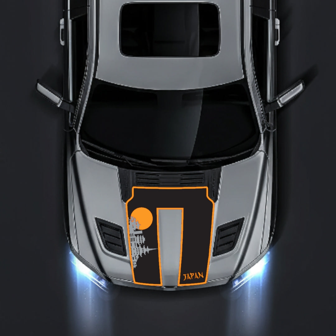 Hood Panel Decal/Sticker - Japan Skyline - Cut - Border Graphic Kit - For Dodge RAM 1500 2019-2025 - Premium Vinyl