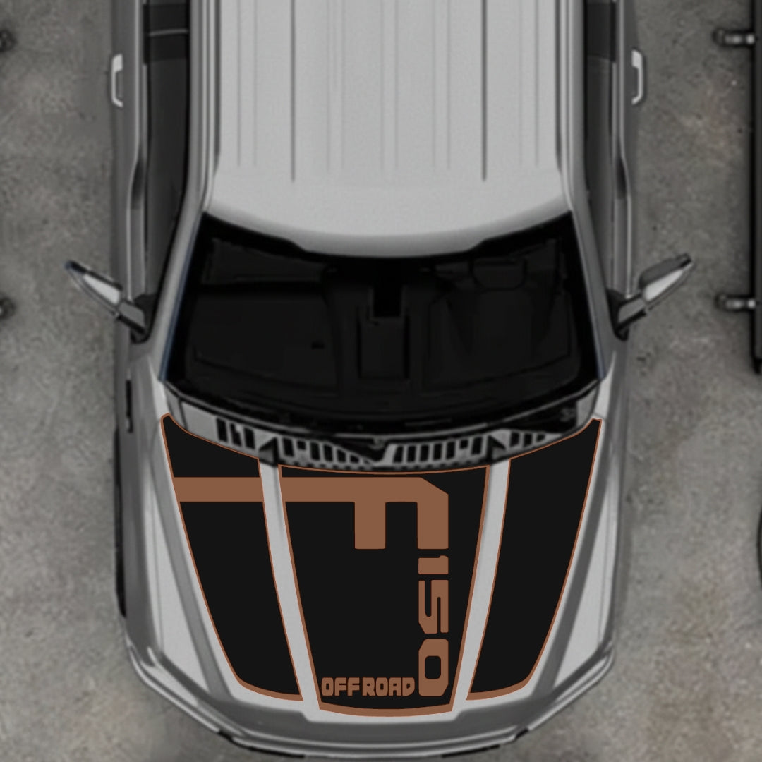 Hood Panel Decal/Sticker - Style 5 - Border Graphic Kit - For Ford F-150 2020-2026 - Premium Vinyl