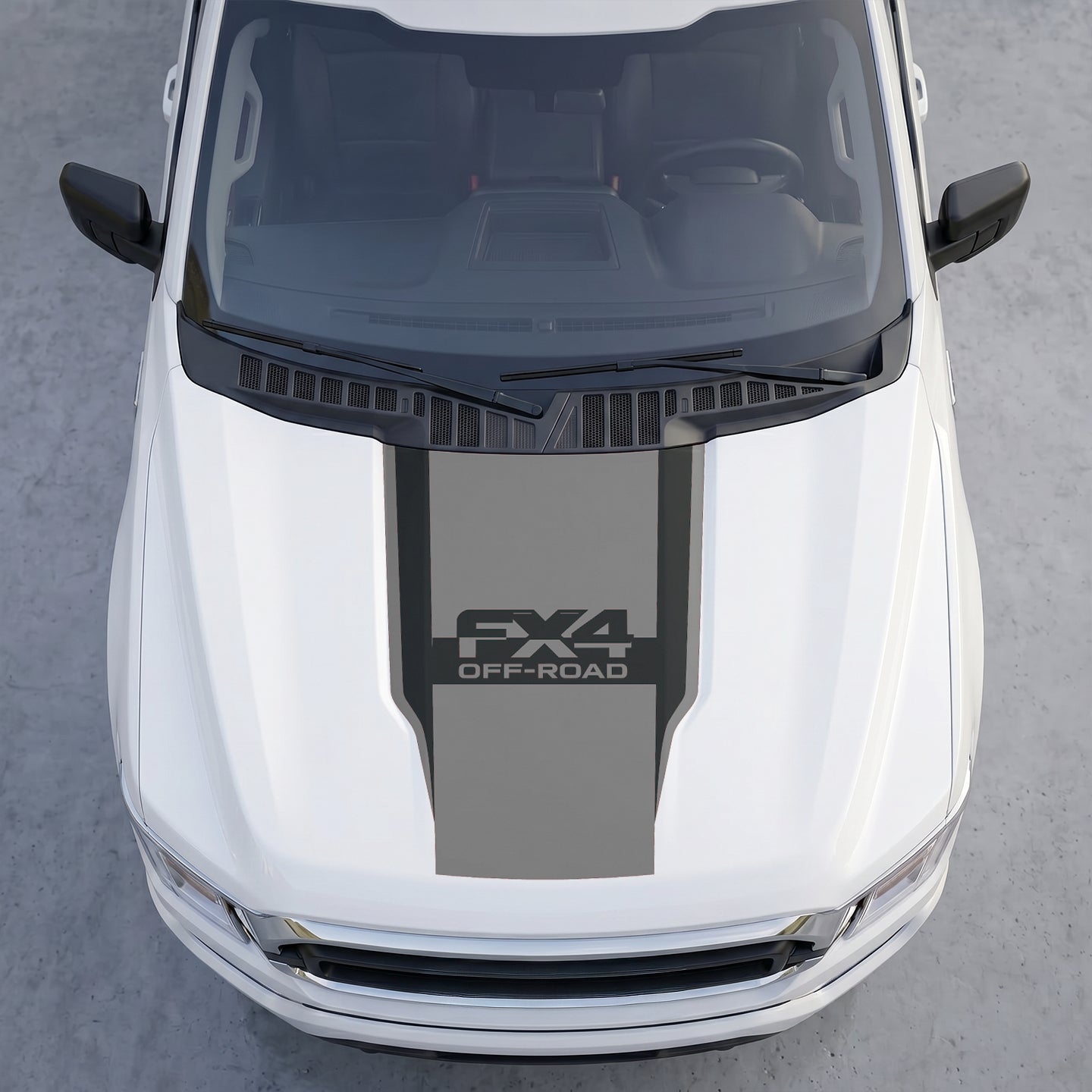 Hood Panel Decal/Sticker - FX4 Off-Road Edition Full Hood Decal Wrap – Bold  Center Accent Shield with Matte Black Track Stripes Graphic Kit - For Ford F-150 F150 2015-2020 - Premium Vinyl