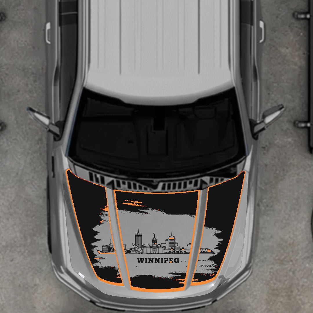 Hood Panel Decal/Sticker - Winnipeg - Cut - Border Graphic Kit - For Ford F-150 2020-2026 - Premium Vinyl