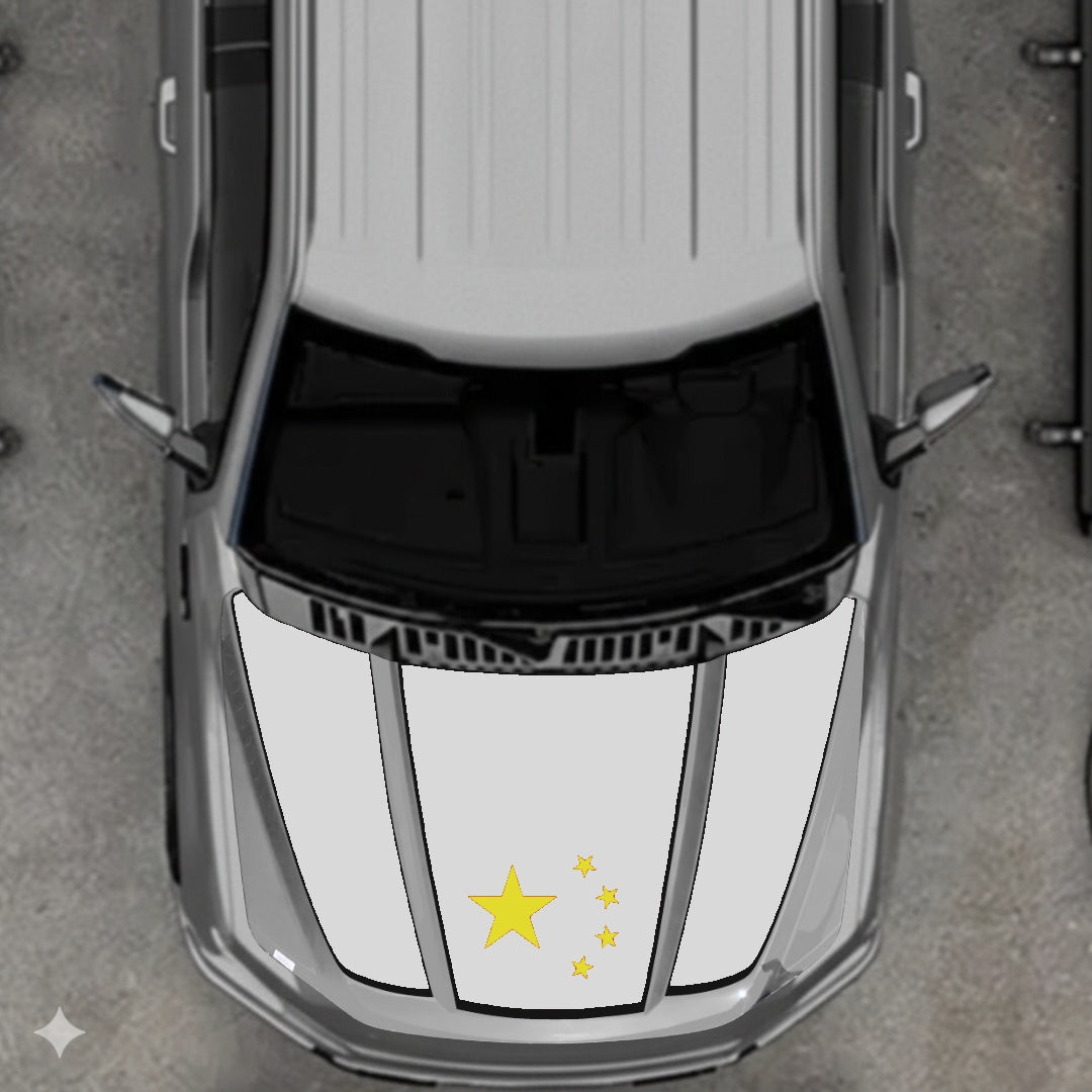 Hood Panel Decal/Sticker - China Flag - Border Graphic Kit - For Ford F-150 2020-2026 - Premium Vinyl