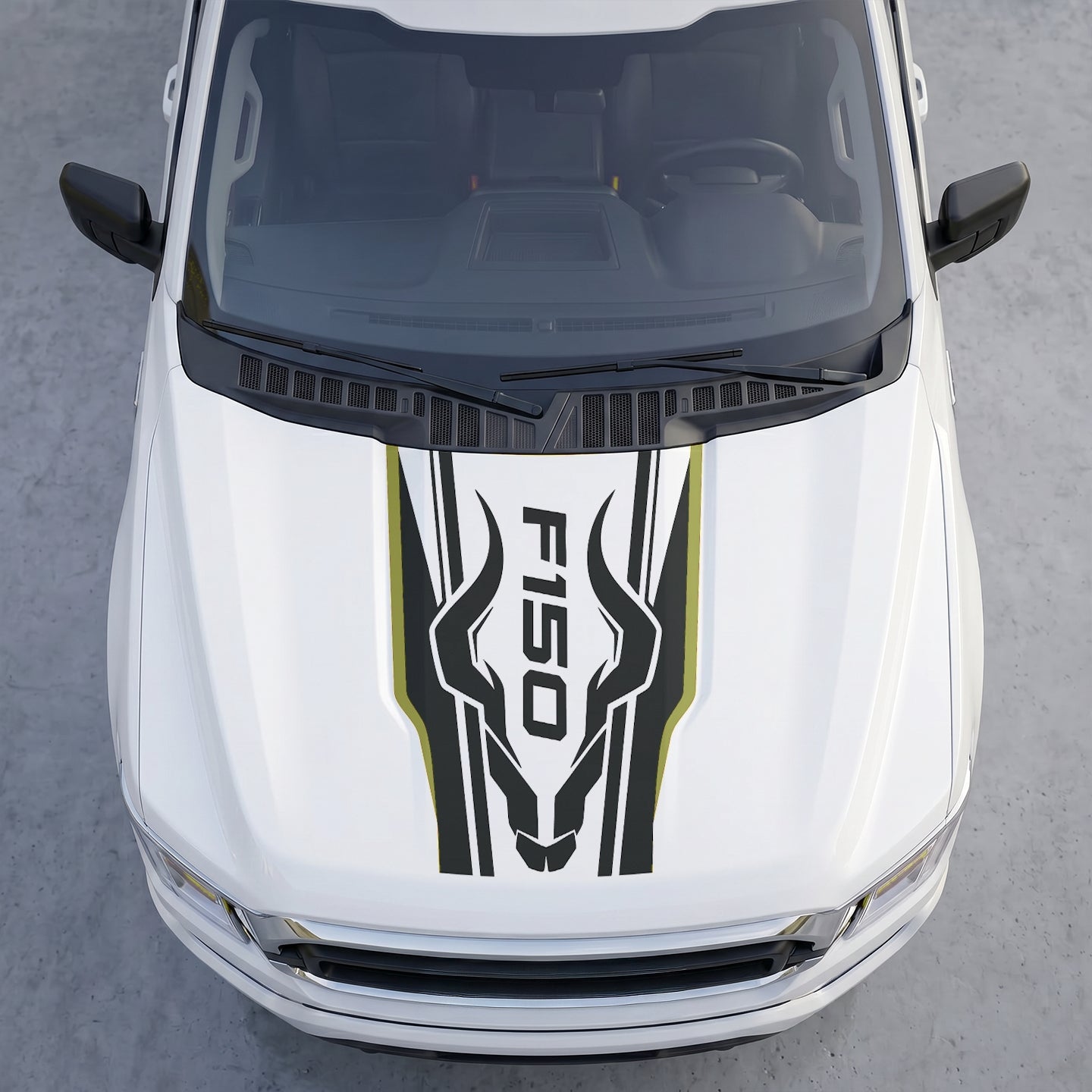 Hood Panel Decal/Sticker - Ram Horns Aggressive Hood Decal – Tribal Longhorn Graphic Vinyl Sticker Graphic Kit - For Ford F-150 F150 2015-2020 - Premium Vinyl