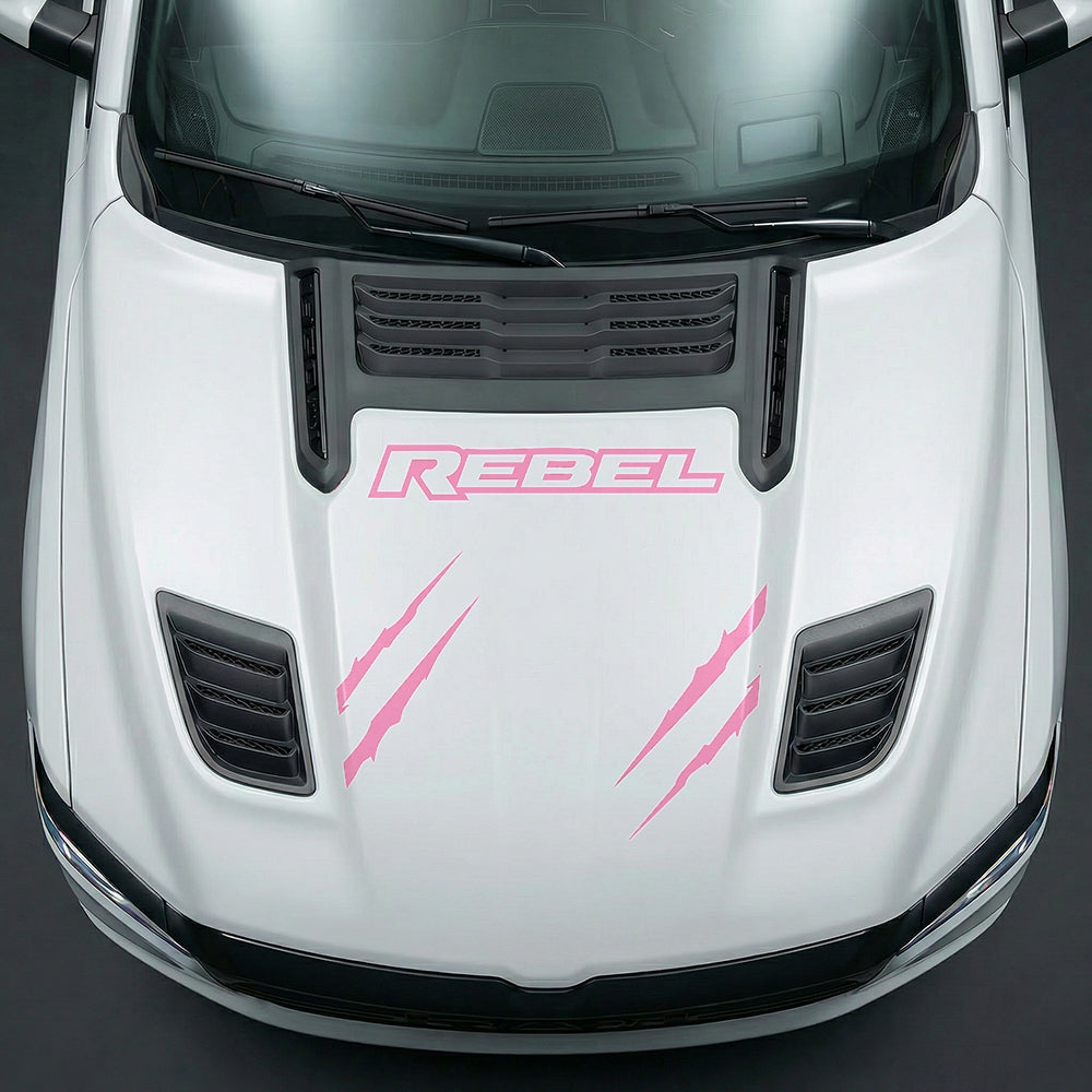Hood Panel Decal/Sticker - Dodge RAM Rebel Claw Scratch U-Shape Stripe - Cut Graphic Kit - For Dodge Ram 2019-2025 - Premium Vinyl