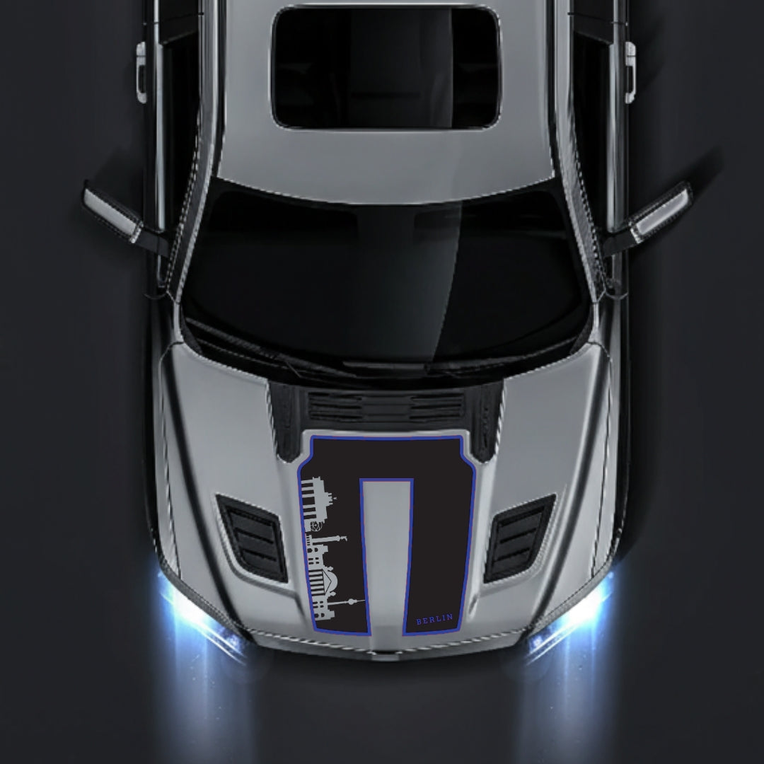 Hood Panel Decal/Sticker - Berlin Skyline - Cut - Border Graphic Kit - For Dodge RAM 1500 2019-2025 - Premium Vinyl