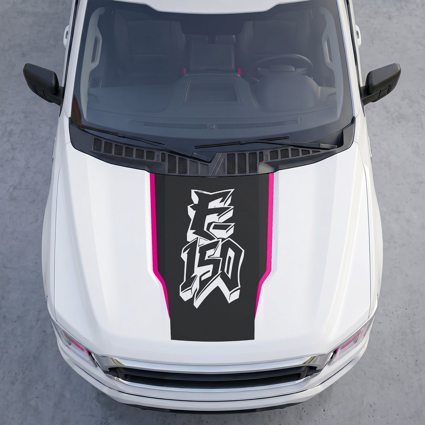 Hood Panel Decal/Sticker - Street Style Graffiti Hood Decal – Matte Black Wrap with 3D Urban Font Graphic Kit - For Ford F-150 F150 2015-2020 - Premium Vinyl