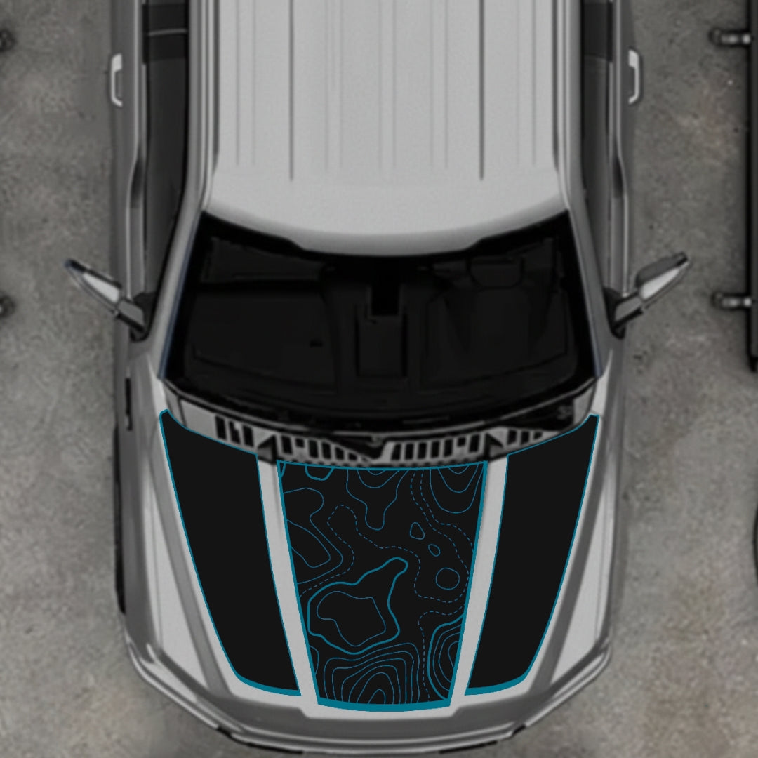 Hood Panel Decal/Sticker - Style 1 - Border Graphic Kit - For Ford F-150 2020-2026 - Premium Vinyl